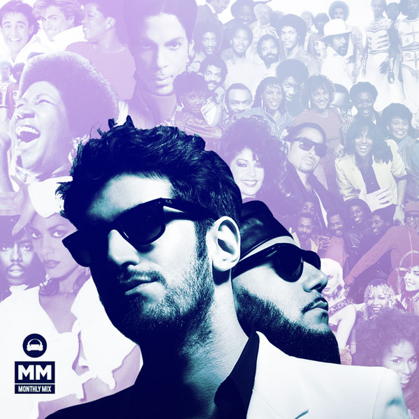 photo of Chromeo members over a collage of classic funk and soul artists