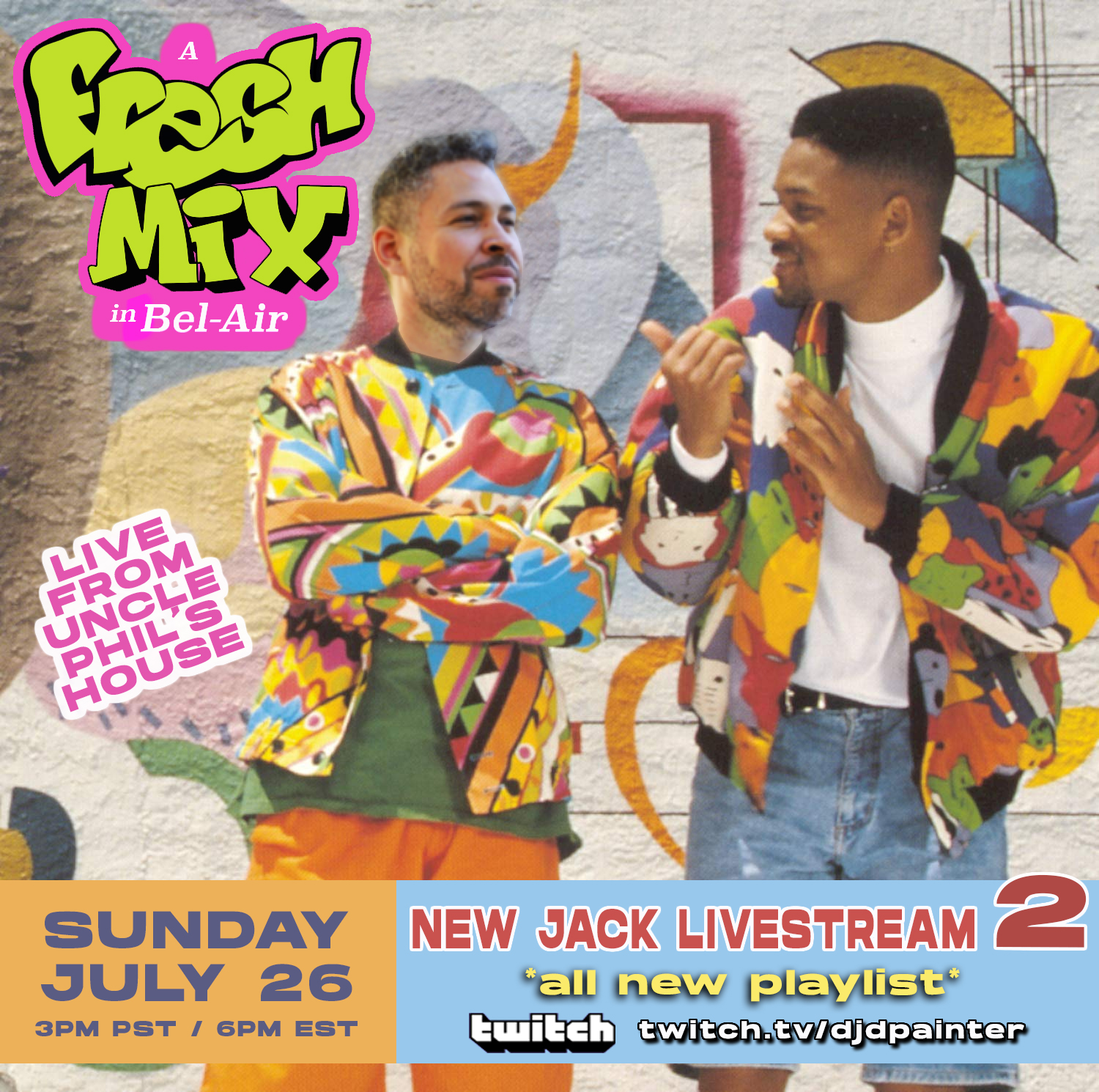 a photoshopped image of the DJ with Will "Fresh Prince" Smith withe overlayed text