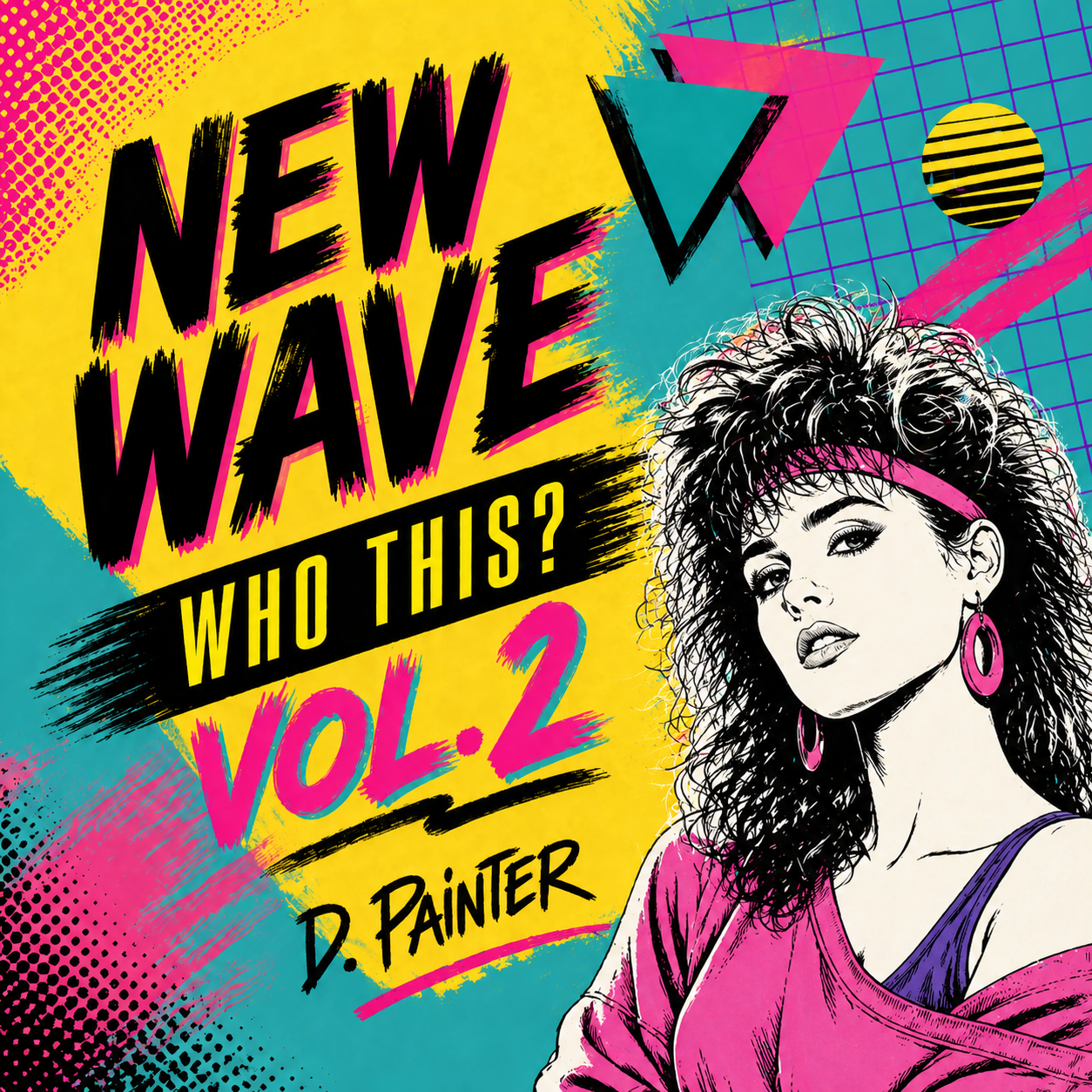 illustration of a woman in an aerobics outfit over an 80's style background