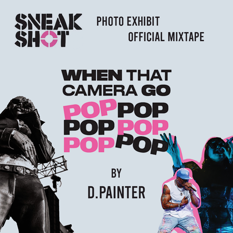 photos of recording artists on stage with text in the center